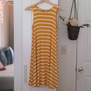 Orange striped sleeveless dress